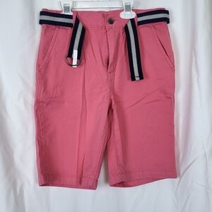 Children's Place Boys Casual Pink Belted Preppy Chino Cotton Twill Shorts 10 New